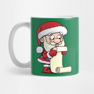 Santa is reading a list of gifts Mug